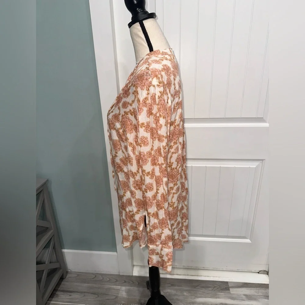 Free People Mia Floral tie neck tunic top size small